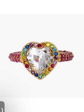 Kurt Geiger Heart Rainbow Crystal Ring